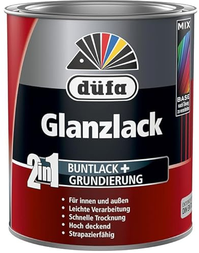 düfa 2in1 Glanzlack RAL 9005 Tiefschwarz 750ml schwarz glänzend Lack + Grundierung │ für Innen- und Außenbereich