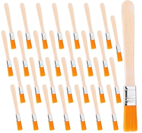 30 Pcs Paint Glue Brush with Wooden Handles, Soft Bristle 1/2 Inch | Small Paint Brushes, 12mm Wide Solder Flux Brushes, Head Round Paint Brush Set for Crafts,Acrylic,Oil,Cleaning Dust,Walls