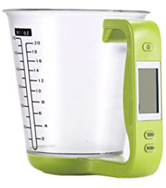 Volume Cup Scale, Kitchen Electronic Measuring Instrument Multi Function Digital Measuring Jug Kitchen Weigh Temperature Volume Cup Scale with Detachable LCD Display Green, Digital Jug