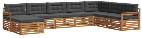 vidaXL Sofagarnituren 8 pcs Natur und Anthrazit Massivholz Akazie, Garten Lounge, modernes Outdoor Sofa, strapazierfähiges sectional, Terrassenmöbel für Bequeme Sitzgelegenheiten