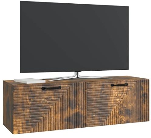 vidaXL Wandmontierter TV-Schrank Geräucherte Eiche 98 x 31 x 30 cm, Wohnzimmer, moderner rechteckiger Stauraum, wandmontierte Medienkonsole, platzsparendes Möbel für Dein Zuhause