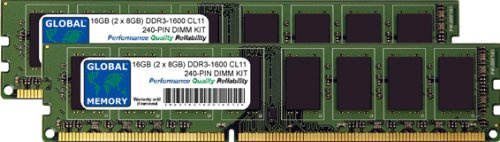 GLOBAL MEMORY 16GB (2 x 8GB) DDR3 1600MHz PC3-12800 240-PIN DIMM Memoria RAM Kit para Ordenadores DE SOBREMESA/Placas Base