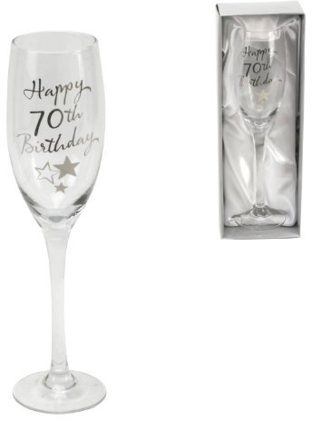 Juliana Personalised Happy 70th Birthday Champagne Glass Flute in Gift Box G31970 - Add Your Own Message