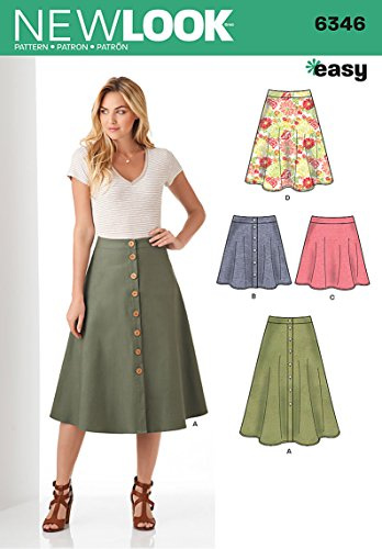 New Look Sewing Pattern 6346: Misses' Easy Skirts in Three Lengths, Size A, A (8-10-12-14-16-18-20)