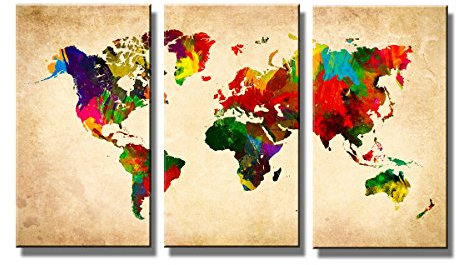 Visario 160 x 90 cm Bild & Kunstdruck der deutschen Marke ArtNr 1169 Bilder auf Leinwand Kunstdrucke Weltkarte Wandbilder drei Teile