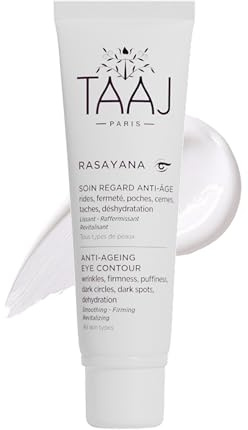 TAAJ | Anti-Aging-Augenpflege - RASAYANA | Korrigiert die Zeichen der Hautalterung | Wirkt gegen Falten, Augenringe, Tränensäcke usw. | Regenerierende, aufhellende und entwässernde Wirkstoffe| 30 ml