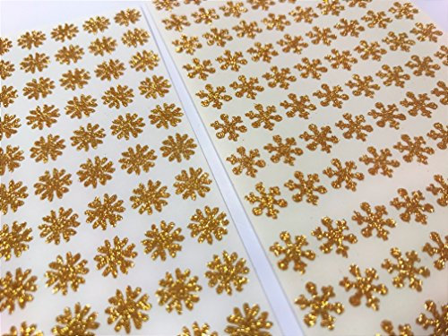 350 Glittery Gold Self Adhesive Snowflake Stickers - 8 mm