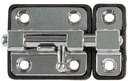 Amig - Pasador de Sobreponer para Puertas Mod.383 - 54 x 36 mm - Pestillo de Seguridad con Base de Plástico - Para Cierre Horizontal - De Acero Cromado - Incluye Tirafondos