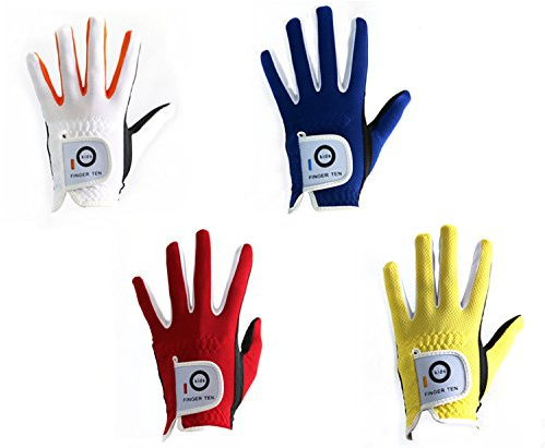 Golf Gloves Junior Kids Youth Toddler Boys Girls Left Hand Right Hand Dura Feel White Blue Red Yellow Golf Glove Extra Value 2 Pack Age 4-11 Years Old (Medium(Age 5-6) White, Worn on Left Hand)