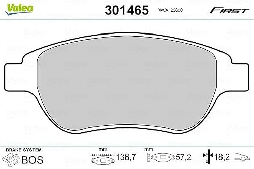 VALEO - Brake pads First - 301465 - Set of 4 pads - Front axle - Fully equipped with mounted accessories