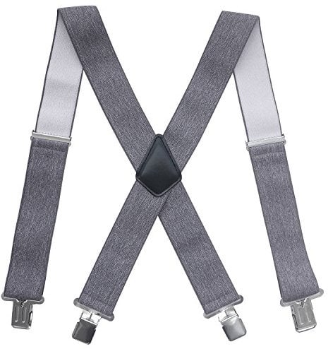 Chalier 50 mm Herren-Hosenträger, X-Rücken, elastisch, verstellbar, mit Clips Gr. Einheitsgröße, grau