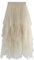 Geagodelia Tüllrock Damen Mädchen Elegant Weich Knielang/Lang Sommerrock Vintage Tütü Rüschen Tüll Rock One Size 36/38/40 F-47737 (Beige)