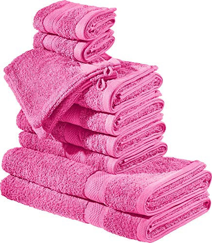 REDBEST Frottier-Set 10-TLG. Chicago pink Größe - Handtuch, Duschtuch, Gästetuch, Waschhandschuh - saugstark, strapazierfähig, ideal für Reisen, Sport