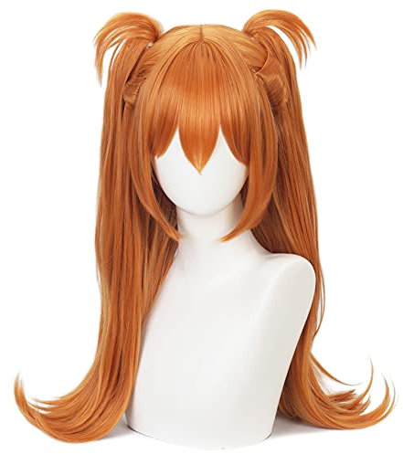 HIROAKIYA Asuka Langley Wig Orange, Asuka Langley Cosplay Wig Clip Ponytails with Wig Cap