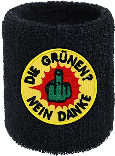 Die Grünen? Nein Danke Schweissband Designer Schweißband & absorbierendes Frottee | Extreme Sport Wristband Armband für Biker, Rocker Anti-Grün Statement