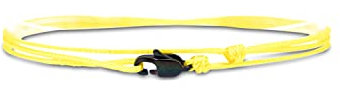 Made by Nami Bracelet de Cheville Fin pour Hommes et Femmes avec Fermoir Mousqueton Artisanal - Bijoux de Surfeur Maritime - Minimaliste en Tissu - 100% Étanche et Réglable (Jaune Noir)