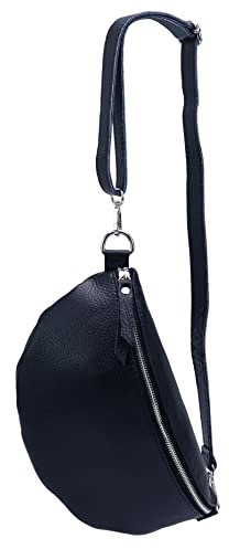 SH Leder ® echt Leder Hüfttasche Damen Herren Unisex Gürteltasche für Festival Reise Bauchtasche große Crossbody Bag Frauen Ledertasche 30x18cm Lala G399 (Dunkelblau)