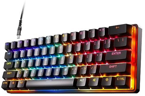 SteelSeries Apex Pro Mini tastiera meccanica da gioco, tastiera più veloce al mondo, azionamento regolabile, fattore di forma compatto al 60%, RGB, tasti PBT e USB-C