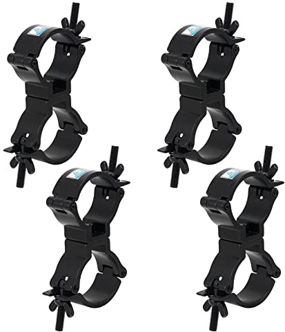 Gxeabg Paquete de 4 abrazaderas giratorias dobles que giran según sea necesario, dos abrazaderas de 360 grados, acoplador giratorio de iluminación para DJ, apto para tubos de 48 a 51 mm, resistente