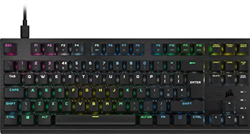 Corsair K60 PRO TKL RGB Tenkeyless Optisch-mechanische kabelgebundene Gaming-Tastatur - OPX Linearschalter - Polycarbonat-Tastenkappen - iCUE kompatibel - QWERTY UK - PC, Mac, Xbox - Schwarz