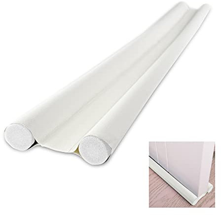 Gvolatee 1 Pieza Burlete Puerta Doble Aislamiento 96 cm, Burletes Puertas Prevenir Polvo, Insectos, Viento, Aislamiento Acústico, Burlete Blanco Espuma Algodón Blanco Puede Cortar a Medida Apropiado