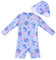 UMELOK Neugeborener Badeanzug mit Sonnenhut UV Schutz Badebekleidung Blumen, lila/rot 0-3 Monate/55-62cm