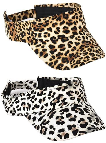 gofidin 2 Stück Leopardenmuster Sonnenblenden Hüte Sonnenschutz Hut Damen Herren Top leere Baumwolle für Tennis Golf Strand Sonnenschutz Visier mehrfarbig, Mehrfarbig, 1