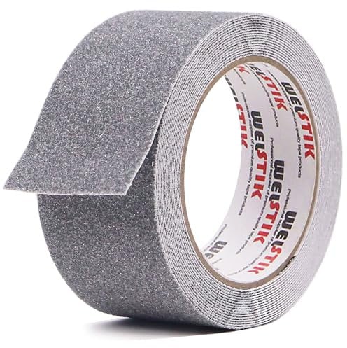 WELSTIK 5 CM x 5 M Anti-Rutsch-Klebeband, High Traction Safety Track Band, Rutschfestes Streifen-Band, Starker Klebender Sicherheits-Aufkleber für Draußen, Grau