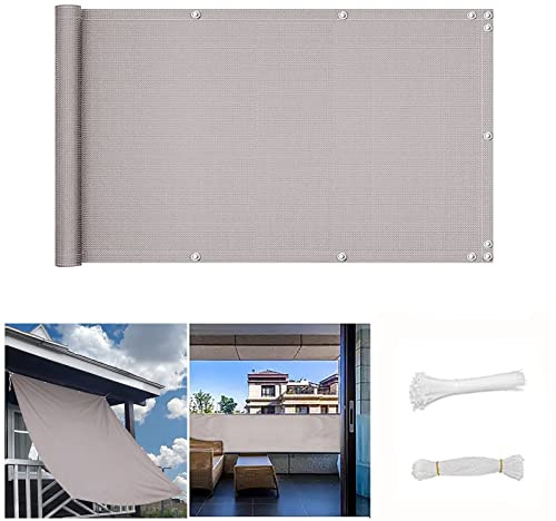 QINGLV Brise Vue Balcon 80x700cm Couverture De Confidentialité Protection UV RéSistant à l'eau Toile Brise Vue Balcon pour Jardin Terrasse ExtéRieur -Gris Clair