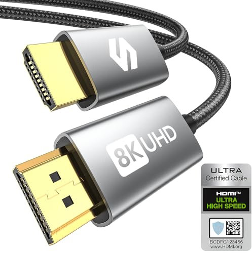 Silkland 8K HDMI 2.1 Cable 50cm, HDMI eARC Cable para Soundbar 48Gbps, PS5 HDMI Cable 4K@120Hz, 2K@240Hz/144Hz, 8K@60Hz, Dynamic HDR, Dolby Atmos, HDCP 2.2/2.3 para Fire TV, HDTV, Xbox Series X /S