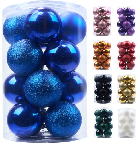 Emopeak 16Pcs Christmas Balls Ornaments for Xmas Tree - 3.15Inch Large Shatterproof Christmas Tree Decorations Hanging Ball for Holiday Wedding Party Decoration Navy Blue