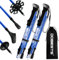 DOBESTS Wanderstöcke, Nordic Walking Stöcke Aluminium & Carbon, mit extra Gummipuffer und Tragebeutel, Faltbare Leichte Trekkingstöcke für Damen und Herren, Wanderstock Verstellbar 110cm-130cm, Blau