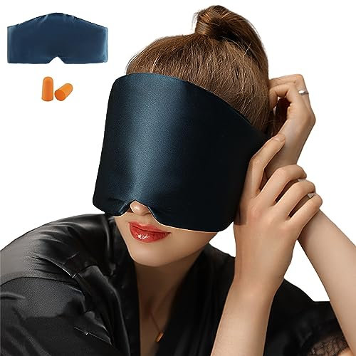 Schlafmaske Seide, Schlafmaske aus 100% Maulbeerseide, Schlafbrille für frauen und herren, Verdunkelungsschlafmasken mit verstellbarem Klettverschluss, für Nachtschlaf und Reisen, Schichtarbeit
