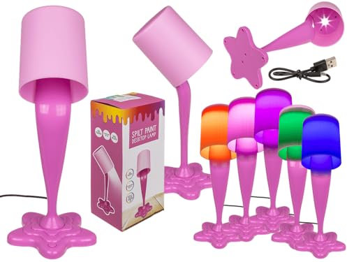 Out of the blue Tischleuchte, Farbtopf, neon-pink, ca. 30 cm, mit USB Anschluss, mit weißen und farbwechselnden LED, aus Kunststoff
