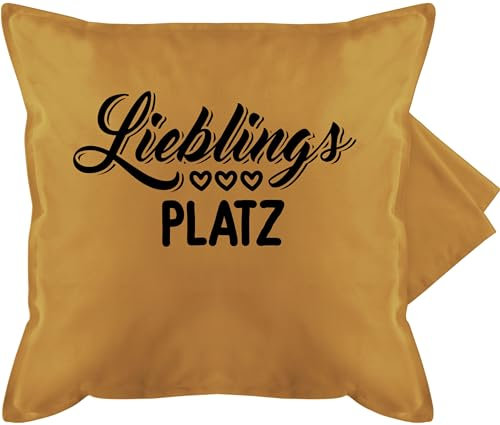 Kissenbezug - Statement Kissen mit Sprüchen - Lieblingsplatz - Lieblingsort - 50 x 50 cm - Gelb - lieblingskissen kissenhülle sprüche spruch mein kuschelkissen sofa bedruckte+kissen+mit+spruch