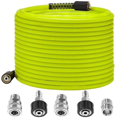 M MINGLE Tubo flessibile per idropulitrice da 1,5 m x 0,6 cm – Tubo di ricambio per idropulitrice con adattatore M22 da 14 mm in acciaio inox Quick Connect – 3600 PSI
