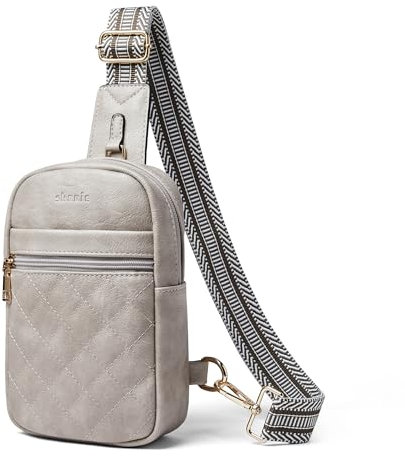Shrrie Kleine Schultertasche für Damen, Bauchtasche, Crossbody-Tasche für Damen, trendig, Brusttasche für Damen und Herren, für Reisen, 2-2 zweifarbig, Grau, Gesteppt