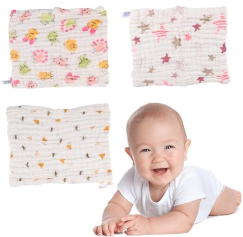 XBFOCNH 3PCS Baby Mulltücher Spucktücher für Baby 30x30cm Bio-Baumwolle/Mullwindeln Spucktücher/Musselin Tuch/saugfähig und atmungsaktiv und ideal zum Reinigen,Abwischen Abdecken von Neugeborenen