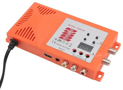 Jectse RF Converter HDMI Modulator, VHF UHF AV to RF Composite Coaxial Converter Support PAL NTSC Format, with Antenna Input/Output and Channel Switch for