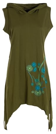 Vishes ärmelloses Damen-Kleid I Handgefertigt aus 100% Baumwolle I Kleid mit Kapuze I Ideal für Frühjahr & Sommer I Nachhaltige Alternative Bekleidung