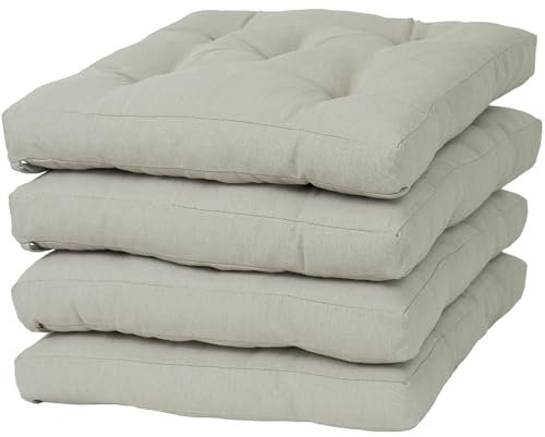 Viste tu hogar Pack 4 Cojines para Silla, 43x43x5 CM, Efecto Tridimensional, Relleno de 100% Poliéster, Ideal para Comedor, Terraza, Sala y Restaurante, Color Beige Lino, Fabricado en España