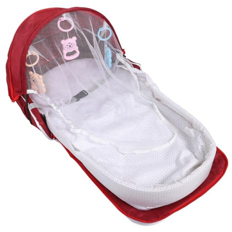 ifundom Travel Bassinet Tragbares Faltbares Reisebett Für Neugeborene Mit Moskitonetz Und Sonnenschutz Für Camping Und Strandurlaub Inkl Tragetasche Rot
