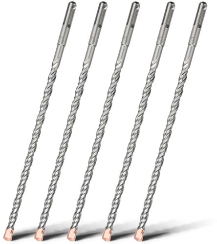 HSAWBIT 5 PACK OF - 8mm x 260mm LONG SDS MASONRY DRILL BIT, TUNGSTEN CARBIDE TIP SDS PLUS SHANK, FOR WALL STONE CONCRETE BRICK
