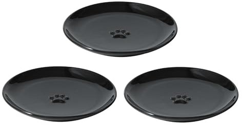 Havniva Breiter Katzenschalen, Keramik, 15,4 cm, Set mit 3 Keramik-Katzennäpfen, für den Innenbereich, zum Füttern von nassem und trockenem Futter, gegen Schnurrhaar, Müdigkeit (3 Stück, schwarz)