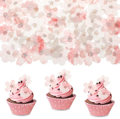Lot de 50 fleurs comestibles pour décoration de gâteaux, en papier de riz, pour femmes et filles, pour anniversaire, Noël, mariage, accessoires de décoration de gâteaux