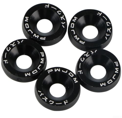 Coloured M6 Hex Head Screws for Car Number Plates - Self Drilling Bolts with Rubber Washers for Fender Mounting - 10 Piece Kit(black)
