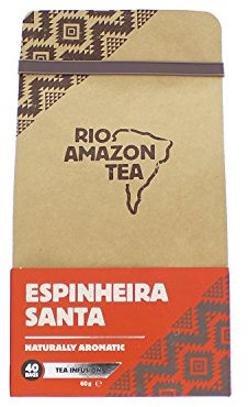 Rio Amazon Espinheira Santa Tea Teabags – Cha de Espinheira Santa Leaves – Herbal Tea for Digestion & Stomach Support – Caffeine-Free – 40 Teabags – Pure Maytenus Ilicifolia – Holy Espinheira Tea