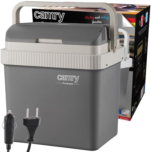 Camry CR 8065 Nevera Portátil Eléctrica de Viaje para Coche, Camping, 12V / 220V, Capacidad 21 litros, Refrigera, Mantiene el Calor, Modo Bajo Consumo, Gris