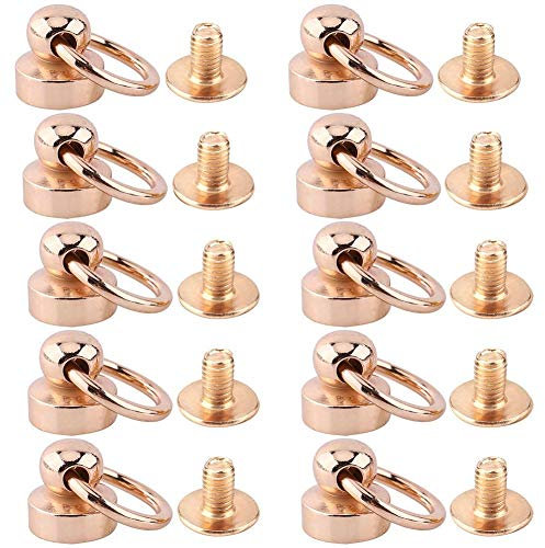 FTVOGUE 10pcs Craft Rivets Brass Studs Screw Back Round Head Ring for DIY Leathercraft Belt Strap Bag Shoes Decoration