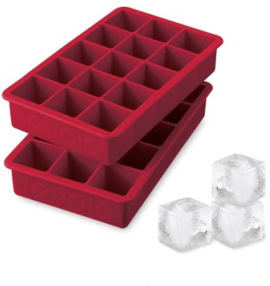 Tovolo Perfekte Eiswürfelform für den Gefrierschrank, 3,2 cm große Würfel für Whiskey Bourbon, Spirituosen und Likör, BPA-freies Silikon, farbbeständig, 2 Stück, Cayenne